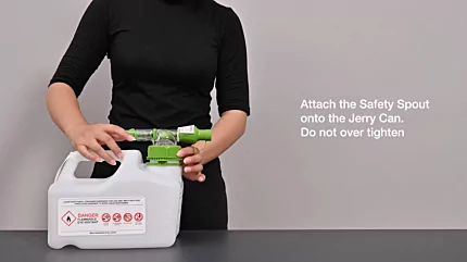 How to fill and attach the Safety Spout to the EcoSmart Jerry Can 32
